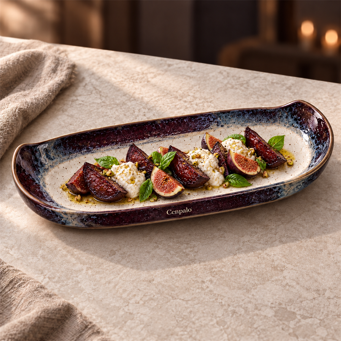 Cenpalo River Oval Serving Platter in a styled use scene