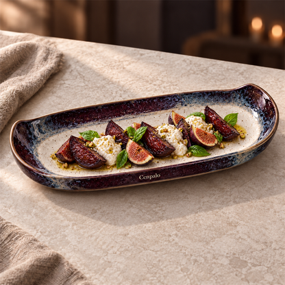 Cenpalo River Oval Serving Platter in a styled use scene