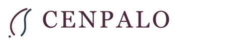 Cenpalo abstract flowing mark and wordmark in deep plum